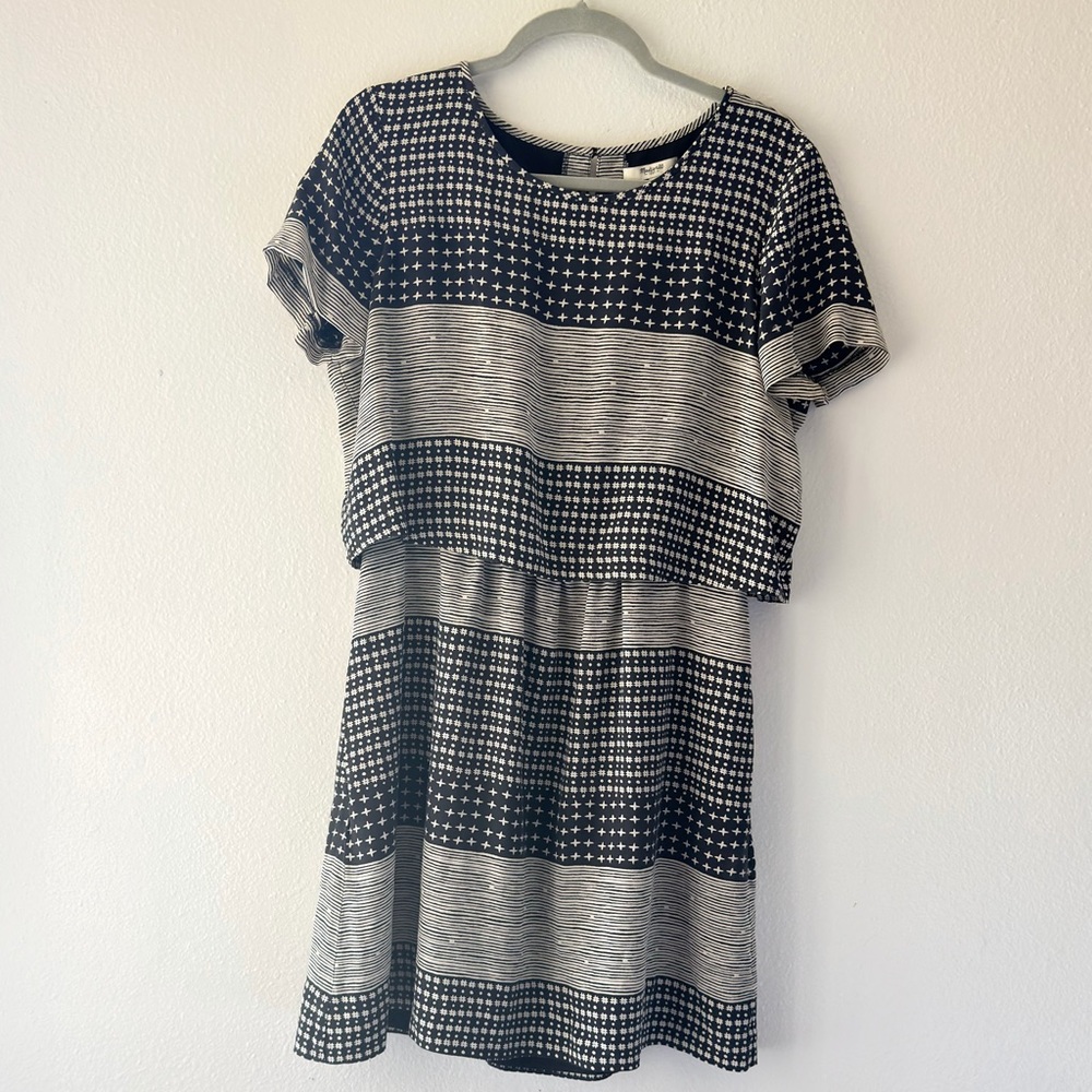Madewell Black and White Geometric Short Sleeve Top